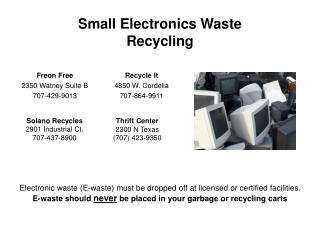 Small Electronics Waste Recycling