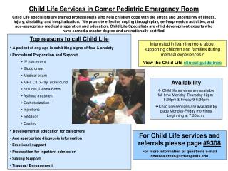 Child Life Services in Comer Pediatric Emergency Room