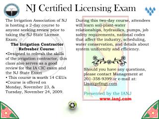 NJ Certified Licensing Exam