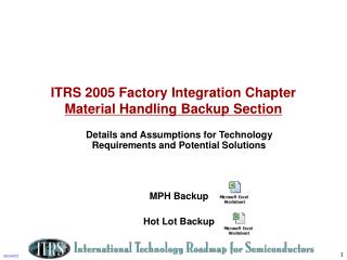 ITRS 2005 Factory Integration Chapter Material Handling Backup Section
