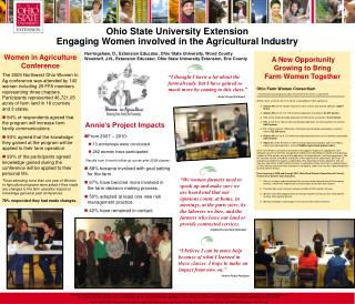 Ohio State University Extension Engaging Women involved in the Agricultural Industry