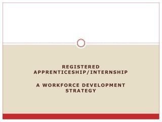 Registered apprenticeship/internship A workforce development strategy