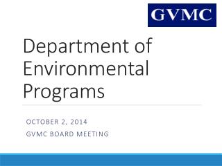 Department of Environmental Programs