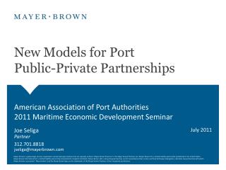 New Models for Port Public-Private Partnerships