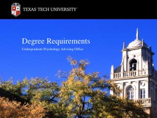 Degree Requirements Undergraduate Psychology Advising Office