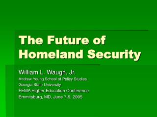 The Future of Homeland Security