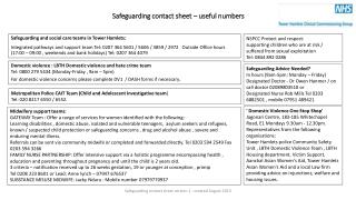 Safeguarding contact sheet – useful numbers