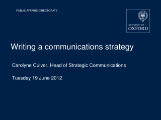 Writing a communications strategy