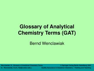 Glossary of Analytical Chemistry Terms (GAT)