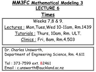 MM3FC Mathematical Modeling 3 LECTURE 6