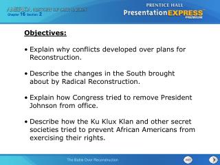 Explain why conflicts developed over plans for Reconstruction.