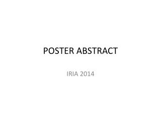 POSTER ABSTRACT