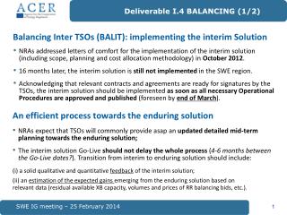 Balancing Inter TSOs (BALIT): implementing the interim Solution