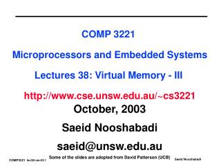 October, 2003 Saeid Nooshabadi saeid@unsw.au
