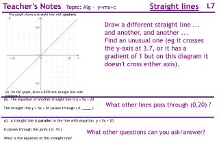 Teacher's Notes Topic: Alg - y=mx+c