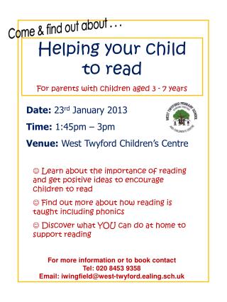 Helping your child to read For parents with children aged 3 - 7 years