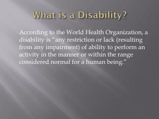 What is a Disability?