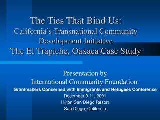 Presentation by International Community Foundation