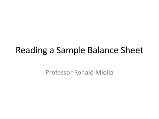 Reading a Sample Balance Sheet