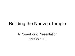 Building the Nauvoo Temple