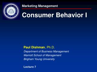 Marketing Management Consumer Behavior I