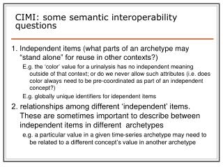 CIMI: some semantic interoperability questions