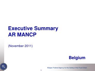 Executive Summary AR MANCP (November 2011) Belgium
