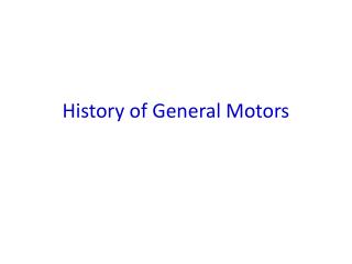 History of General Motors