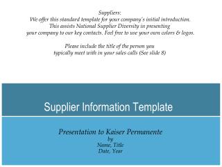 Supplier Information Template