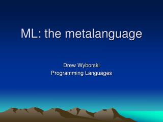ML: the metalanguage