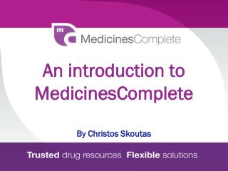 An introduction to MedicinesComplete