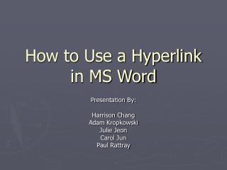How to Use a Hyperlink in MS Word