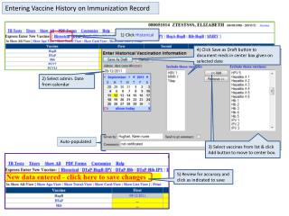 Entering Vaccine History on Immunization Record