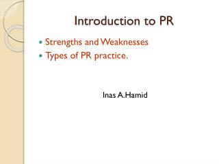 Introduction to PR