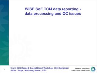 WISE SoE TCM data reporting - data processing and QC issues
