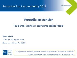 Romanian Tax, Law and Lobby 2012
