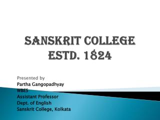 Sanskrit college estd . 1824