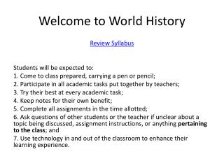 Welcome to World History