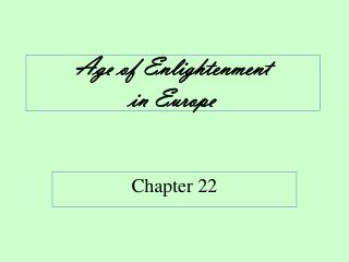 Age of Enlightenment in Europe