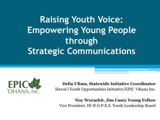 Raising Youth Voice: Empowering Young People through Strategic Communications