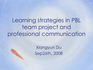 Learning strategies in PBL team project and professional communication