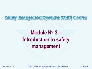 Module N ° 3 – Introduction to safety management