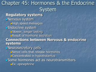 Chapter 45: Hormones &amp; the Endocrine System