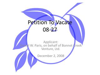 Petition To Vacate 08-27