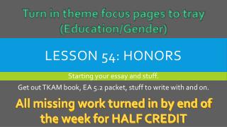 Lesson 54: Honors