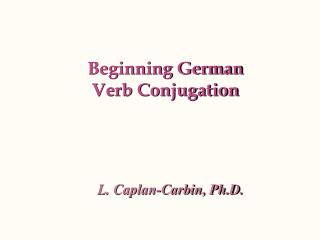 Beginning German Verb Conjugation