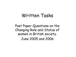 Written Tasks