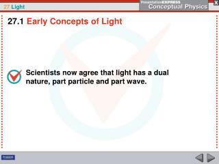 Scientists now agree that light has a dual nature, part particle and part wave.