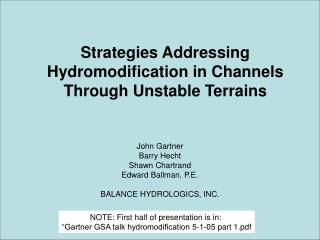 Strategies Addressing Hydromodification in Channels Through Unstable Terrains