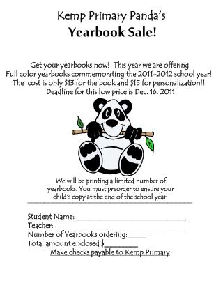 Kemp Primary Panda’s Yearbook Sale!